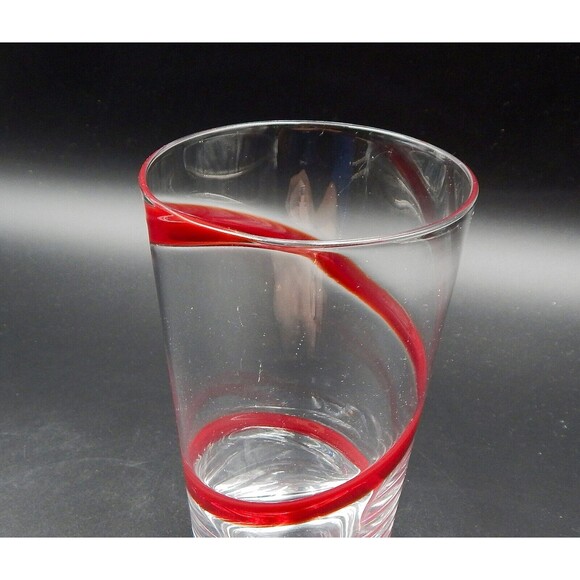 Pier One Swirline Red Ribbon Swirl Tumblers Beer High Ball Drinking Glass - Picture 8 of 10